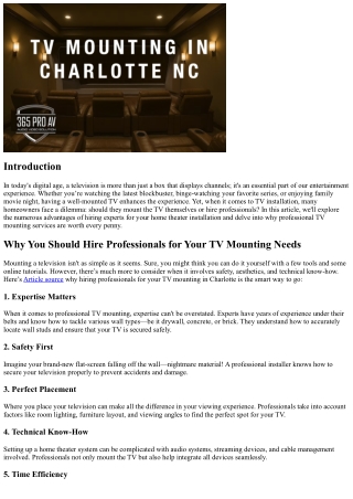 Why You Should Hire Professionals for Your TV Mounting Needs