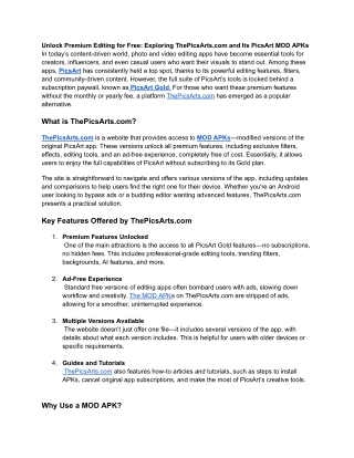ThePicsArts: A Creative Hub for Visual Storytelling and Digital Art
