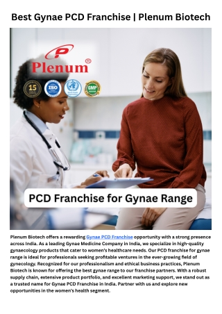 Gynae PCD Pharma Franchise | Plenum Biotech