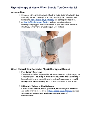 Physiotherapy at Home When Should You Consider It