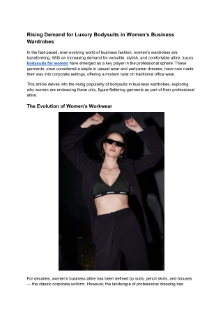Rising Demand for Luxury Bodysuits in Women’s Business Wardrobes