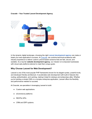 cracode your trusted laravel development agency