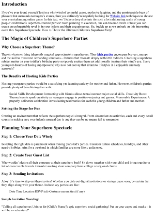 Superhero Spectacle: How to Throw the Ultimate Children's Superhero Party