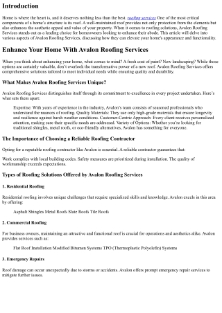 Enhance Your Home With Avalon Roofing Services