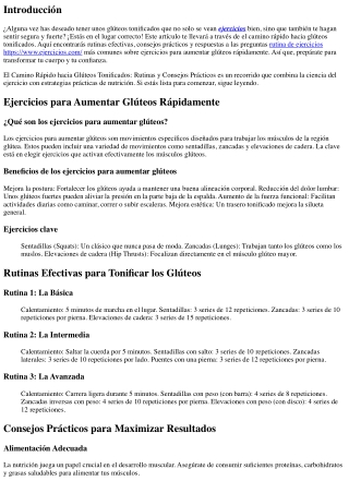 **El Camino Rápido hacia Glúteos Tonificados: Rutinas y Consejos Prácticos**