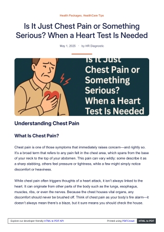 Is It Just Chest Pain or Something Serious When a Heart Test Is Needed
