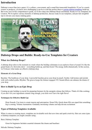 Dubstep Drops and Builds: Ready-to-Use Templates for Creators