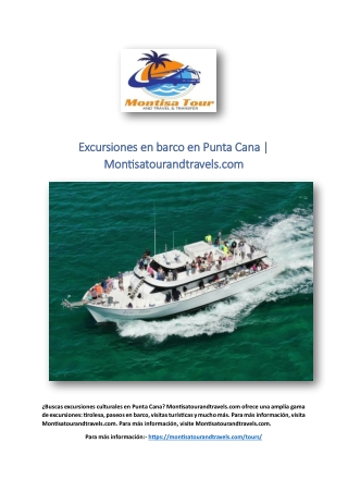 Excursiones en barco en Punta Cana | Montisatourandtravels.com
