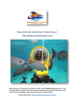 Excursión de snorkel en Punta Cana | Montisatourandtravels.com