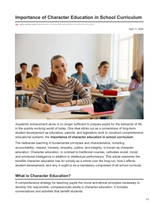 Importance of Character Education in School Curriculum - Edusolve