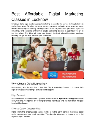Best Affordable Digital Marketing Classes in Lucknow