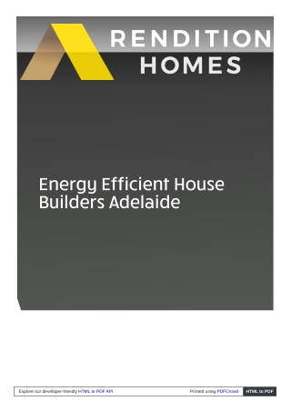 Energy Efficient House Builders Adelaide