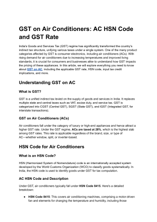 GST Rate on Air Conditioners in India – HSN Code & Tax Slabs