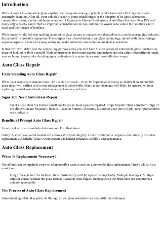 5 Reasons to Choose Professional Auto Glass Services Over DIY