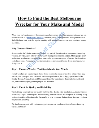 How to Find the Best Melbourne Wrecker for Your Vehicle