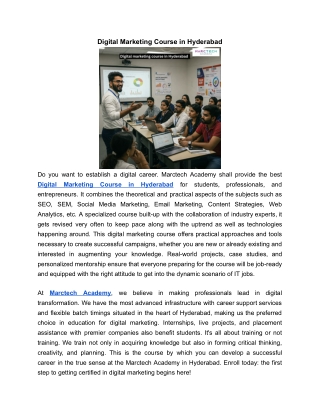 Digital Marketing Course in Hyderabad | MARCTECH ACADEMY