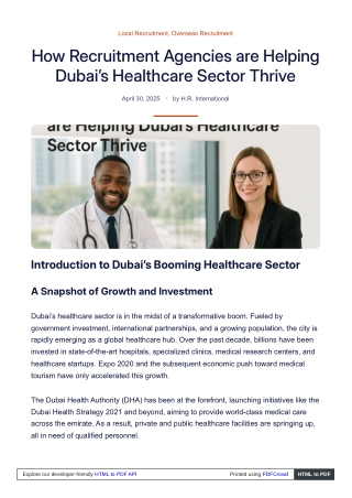 How Recruitment Agencies are Helping Dubai’s Healthcare Sector Thrive