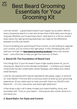 Best Beard Grooming Essentials for Your Grooming Kit