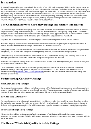 The Connection Between Car Safety Ratings and Quality Windshields