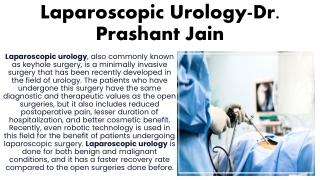 Laparoscopic Urology-Dr  Prashant Jain