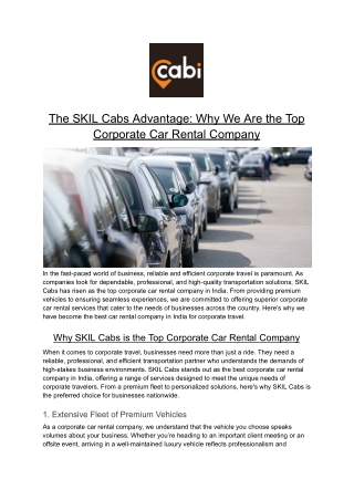 The SKIL Cabs Advantage_ Why We Are the Top Corporate Car Rental Company
