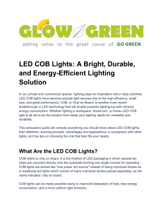 LED COB Lights_ A Bright, Durable, and Energy-Efficient Lighting Solution