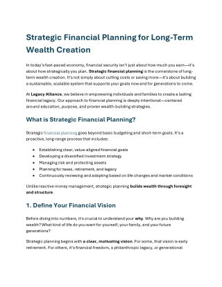 strategic financial planning for long term wealth