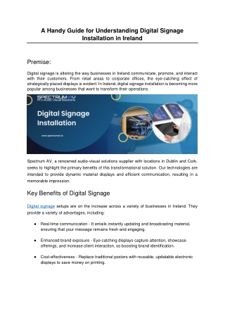 A Handy Guide for Understanding Digital Signage Installation in Ireland