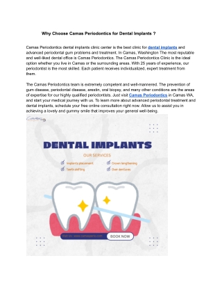 Why Choose Camas Periodontics for Dental Implants ?