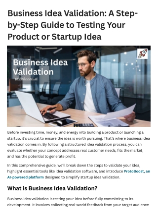 Business Idea Validation: A Step-by-Step Guide to Testing Your Product