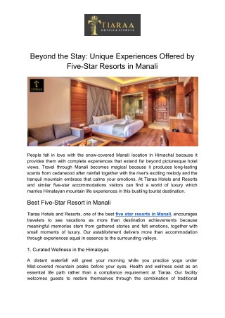 Beyond the Stay_ Unique Experiences Offered by Five-Star Resorts in Manali