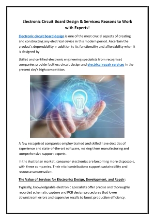 electronic circuit board design services reasons