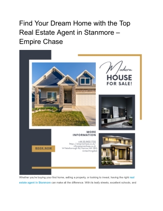Expert Real Estate Services in Stanmore – Powered by Empire Chase