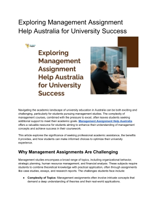 Exploring Management Assignment Help Australia for University Success