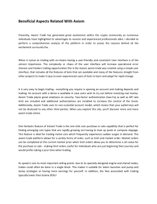 beneficial aspects related with axiom