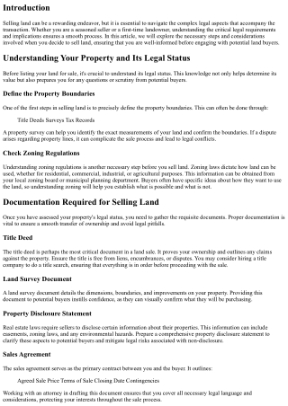 Navigating Legal Aspects When Selling Land