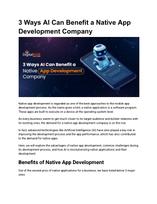 3 Ways AI Can Benefit a Native App Development Company