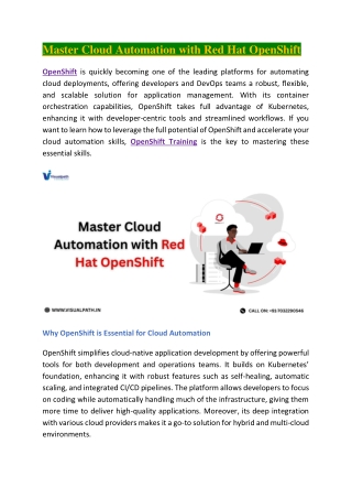 OpenShift Course Online - OpenShift Training In Hyderabad