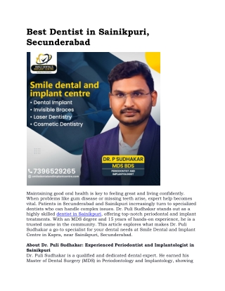 Best Dentist in Sainikpuri, Secunderabad