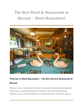 The Best Hotel & Restaurant in Barasat – Hotel Hazarduari