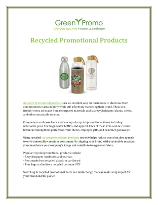 Recycled Promotional Products