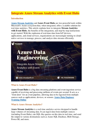 Top Azure Data Engineer Course in Bangalore | Azure Data