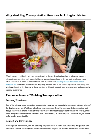 why wedding transportation services in arlington