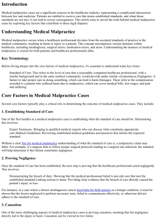 Unveiling the Truth: Key Factors in Medical Malpractice Cases