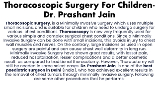 Thoracoscopic Surgery For Children-Dr.  Prashant Jain