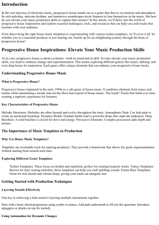 Progressive House Inspirations: Elevate Your Music Production Skills