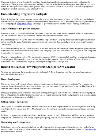 Behind the Scenes: How Progressive Jackpots Are Created