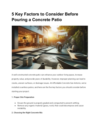 5 key factors to consider before pouring