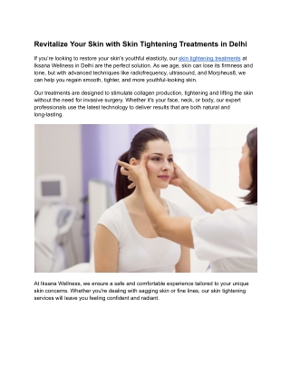 Revitalize Your Skin with Skin Tightening Treatments in Delhi
