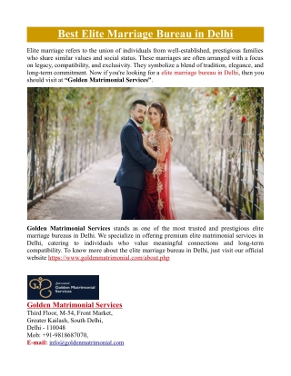 Best Elite Marriage Bureau in Delhi